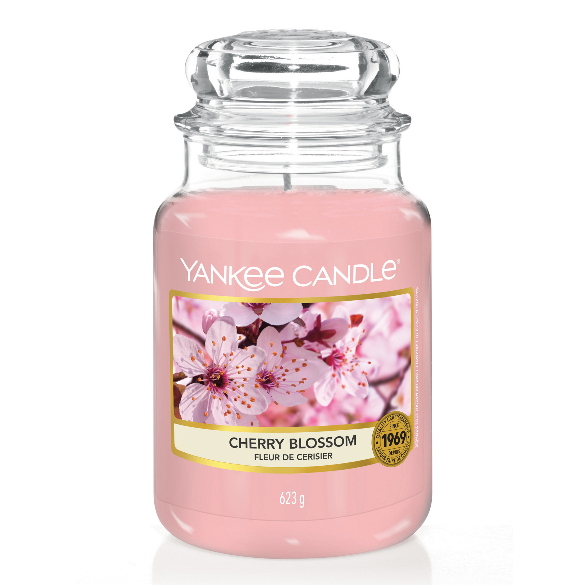 Cherry Blossom Candle Original Large Jar Candle Yankee Candle, Pink, 10.7cm x 16.8cm | Fruity