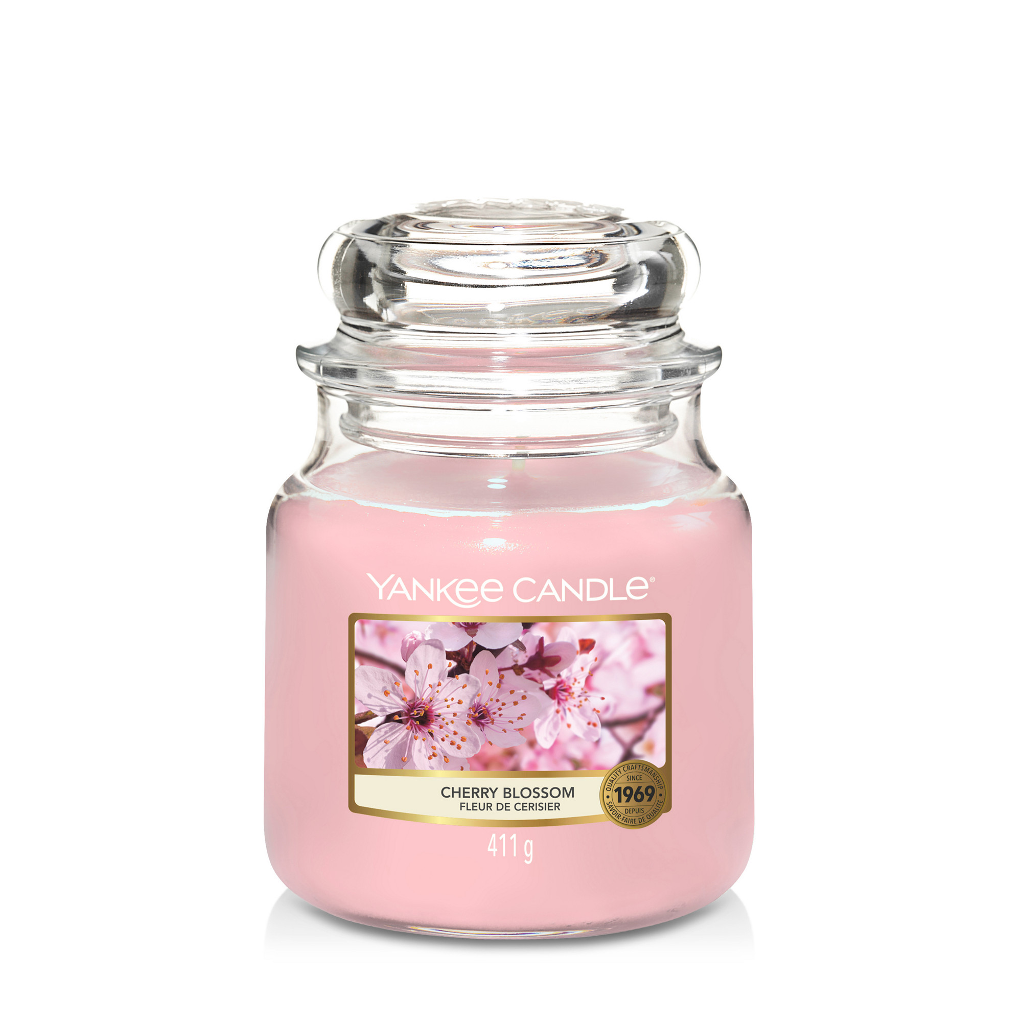 Cherry Blossom Candle Original Medium Jar Candle Yankee Candle, Pink, 10.7cm x 12.7cm | Fruity