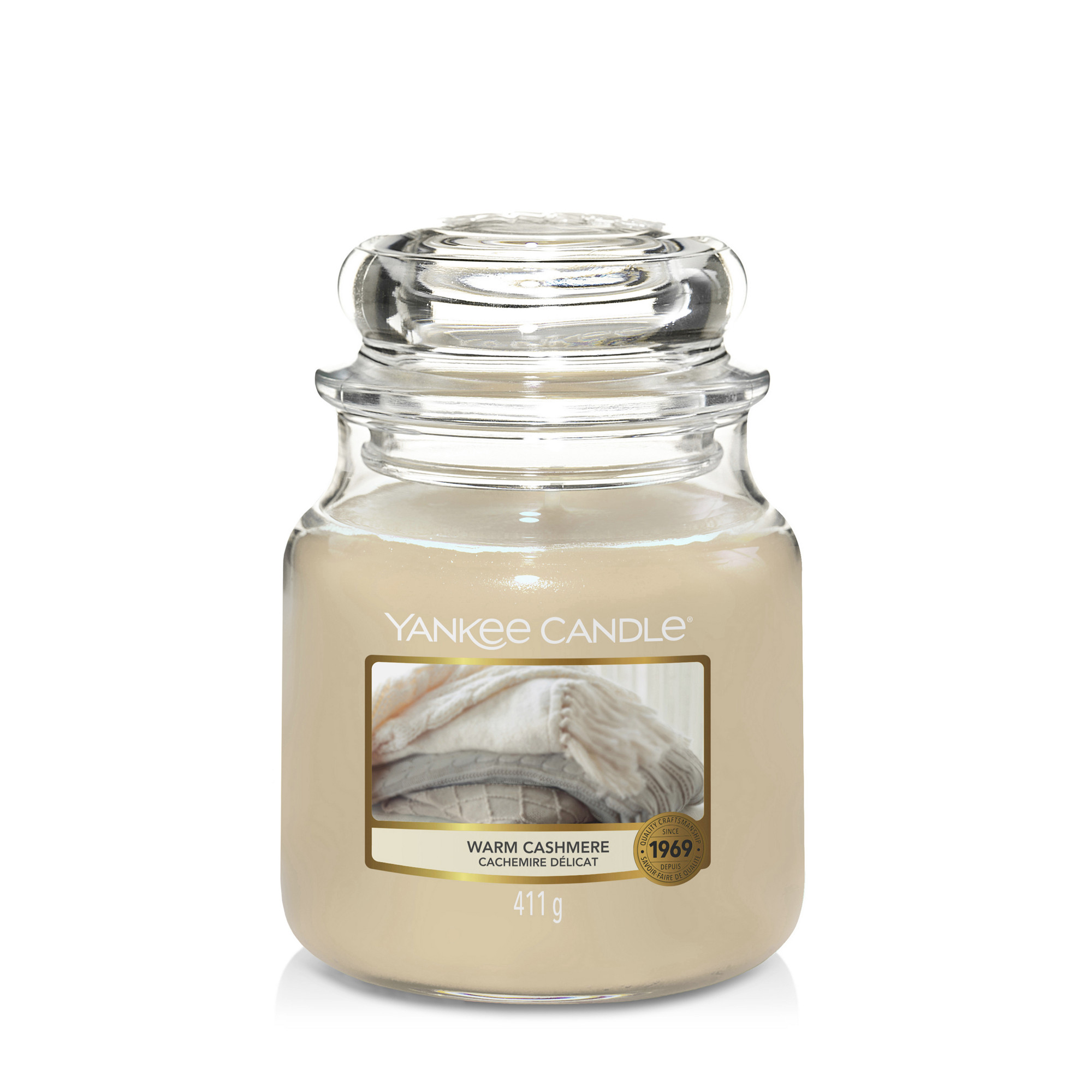 Warm Cashmere Candle Original Medium Jar Candle Yankee Candle, Brown, 10.7cm x 12.7cm | Fresh & Clean