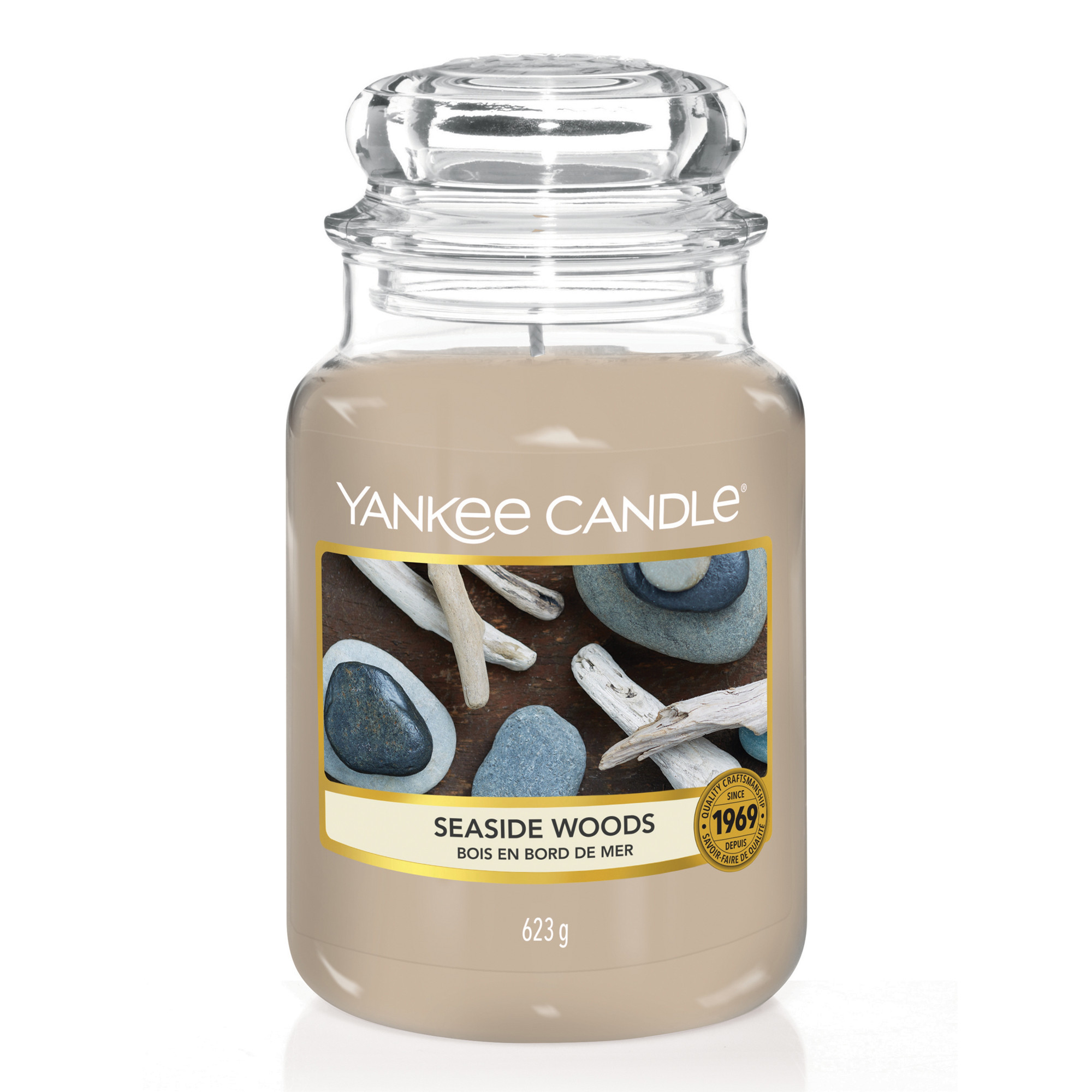 Seaside Woods Candle Original Large Jar Candle Yankee Candle, Brown, 10.7cm x 16.8cm | Woody