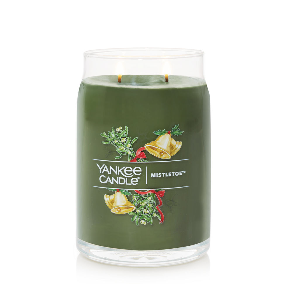 mistletoe signature large jar candle lit