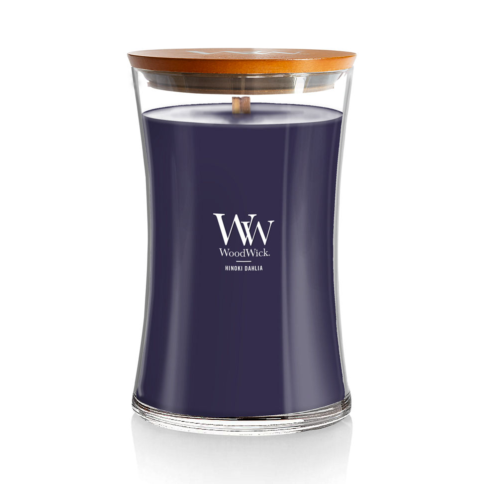 woodwick hinoki dahlia large hourglass candle