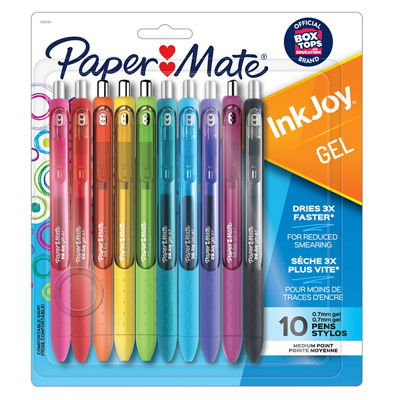 Stylos &agrave; gel InkJoy Paper Mate, r&eacute;tractable, pointe moyenne (0,7mm)