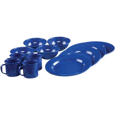 12-Piece Enamel Dinnerware Set, Blue