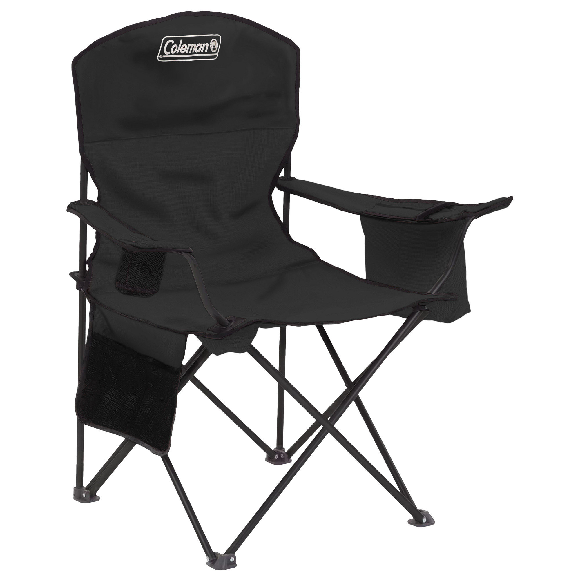 Coleman Cooler Quad Chair | Black | Cup Holder | Strong Steel Frame | Adjustable Arm Heights