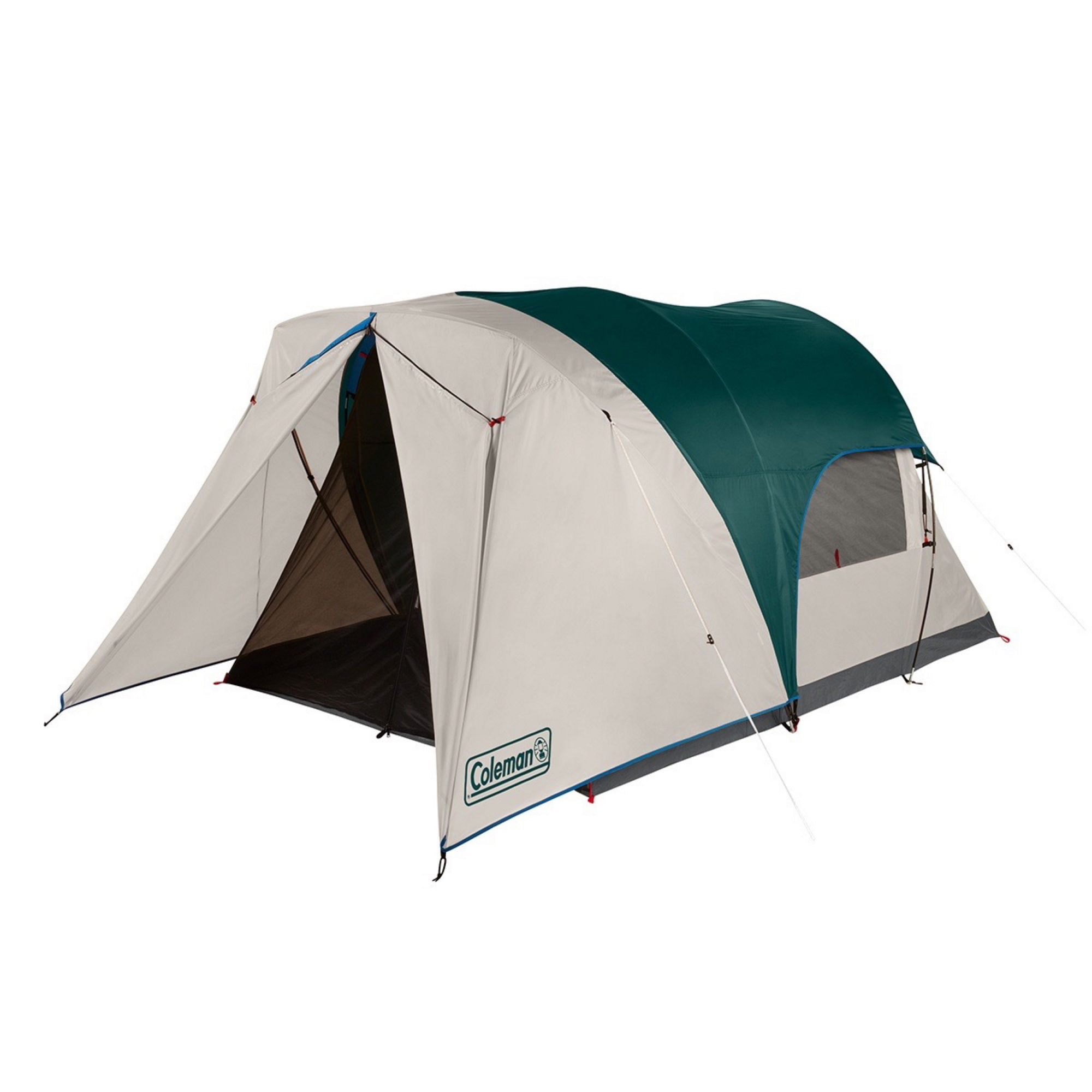Coleman 4-Person Cabin Tent with Enclosed Weatherproof Screened Porch | Evergreen | Panoramic Windows | 11 x 8 ft