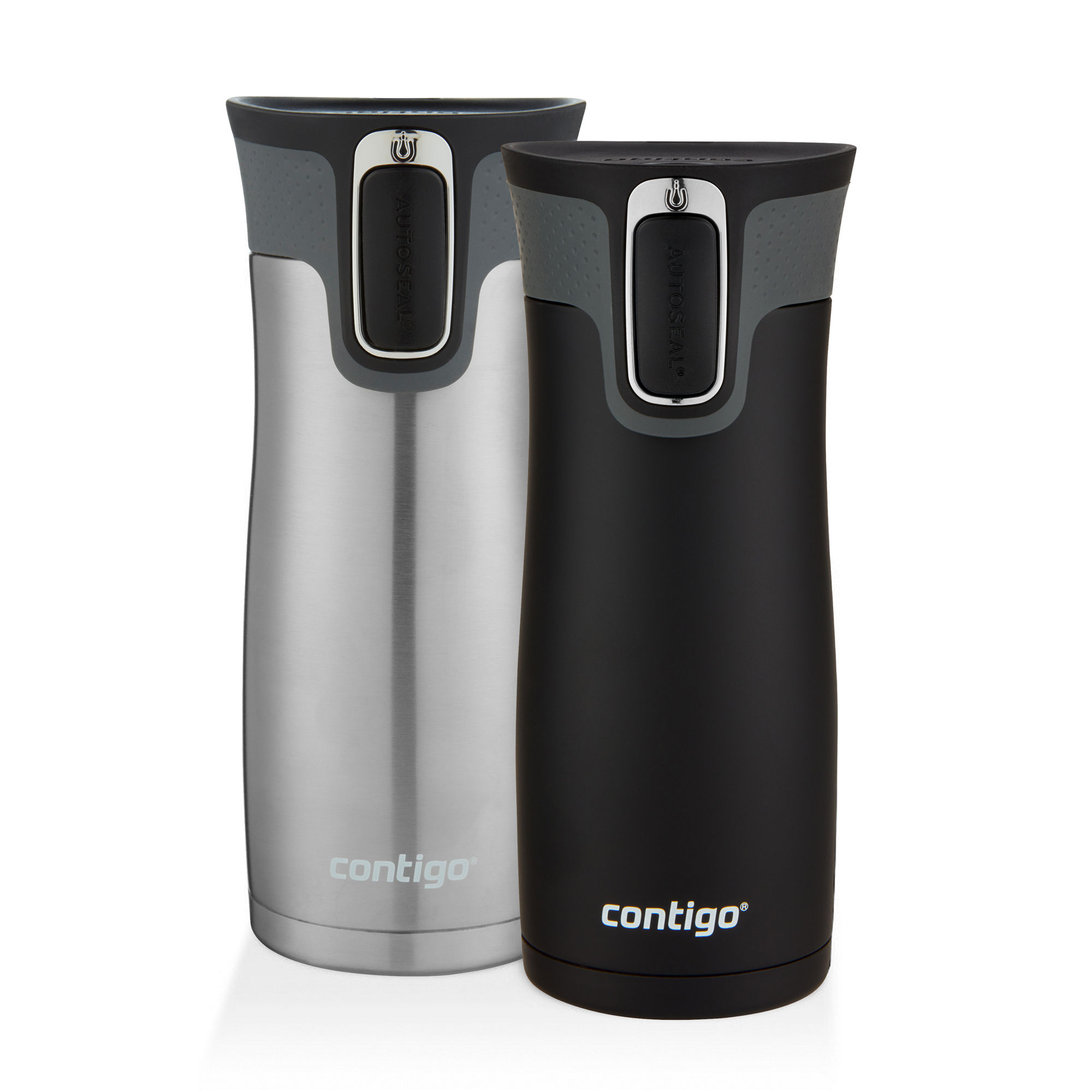 Contigo® West Loop 2.0 Stainless Steel Travel Mug with AUTOSEAL®Lid | 16oz | 2-Pack | Black & Stainless Steel | Cup Holder