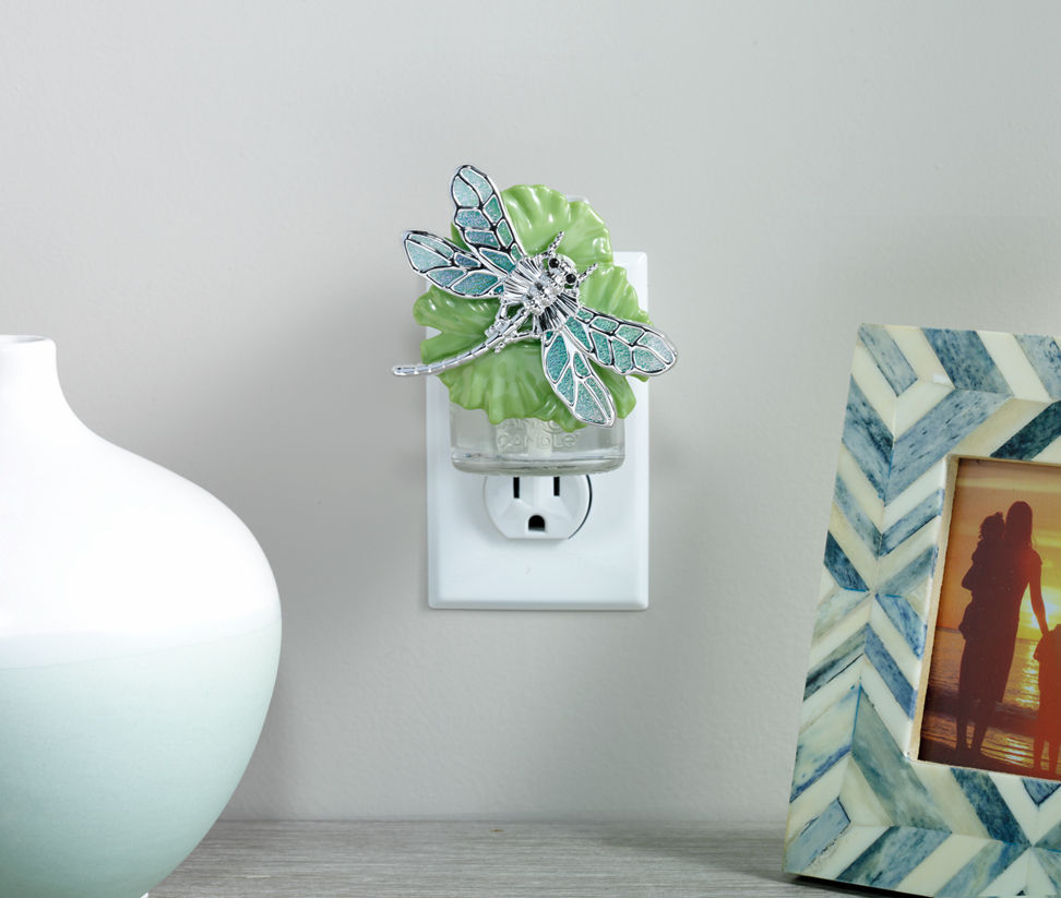 dragonfly on lily pad scentplug diffuser plugged into outlet