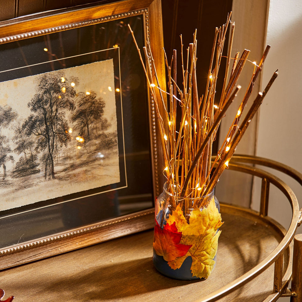 original large jar candle upcycled into decor with fairy lights
