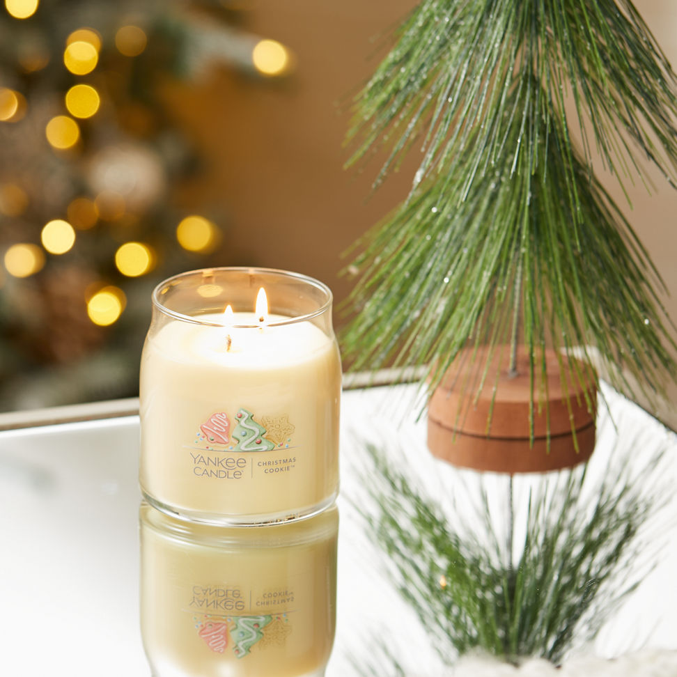 christmas cookie signature medium jar candle on table