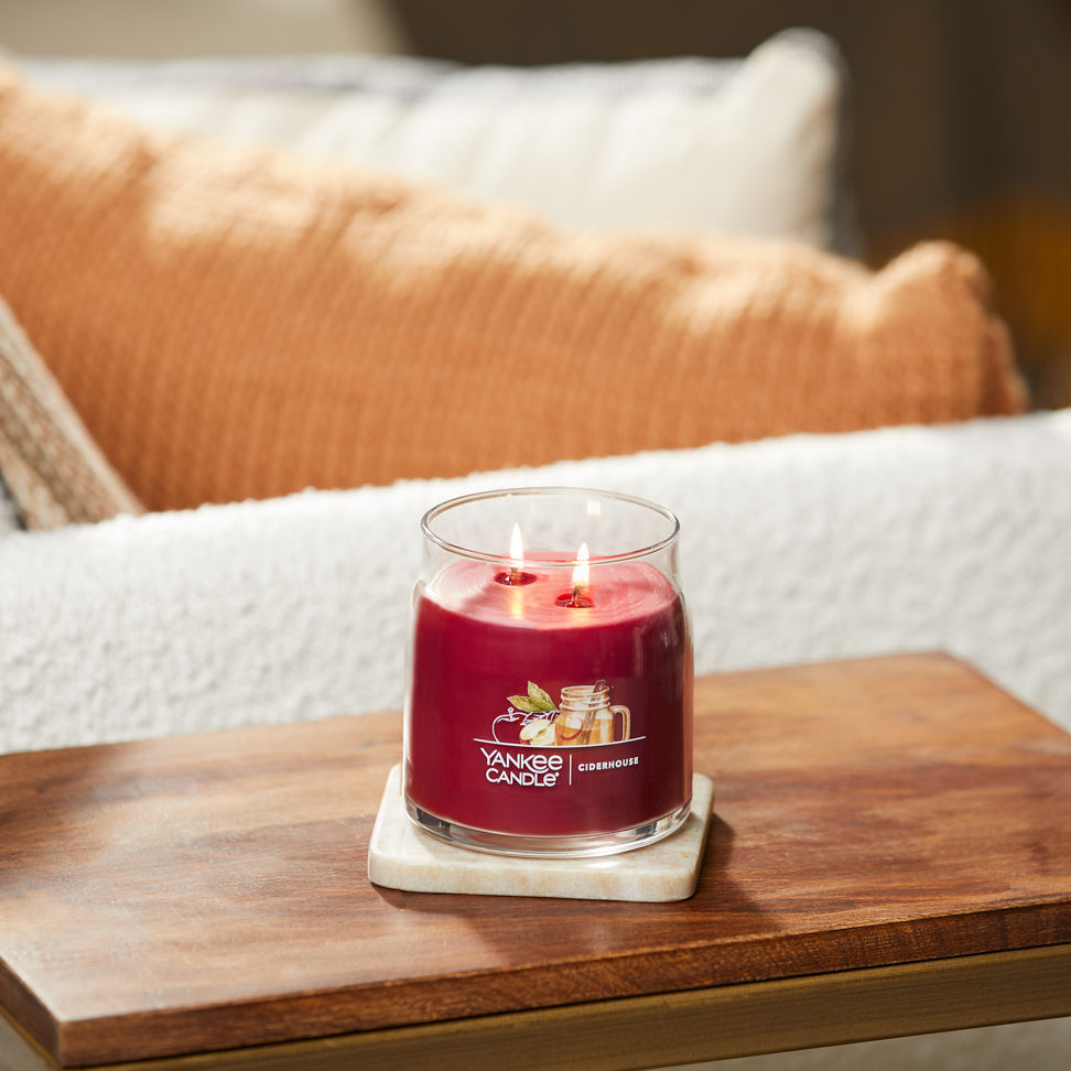 ciderhouse signature medium jar candle on table