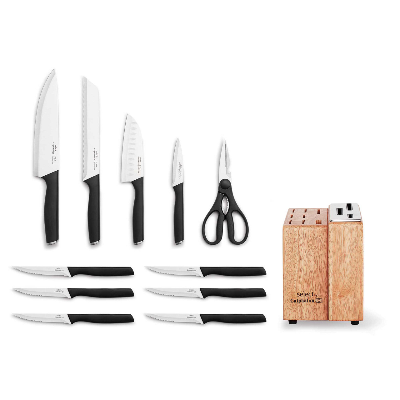 カルライ 銀テープ カットなし 2本セット Select by Calphalon Antimicrobial Self-Sharpening 12-Piece Cutlery