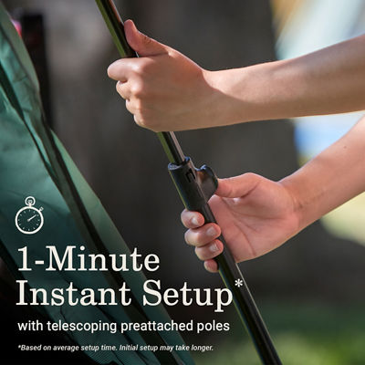 One minute instant setup, based on average setup time. Comes with telescoping poles.