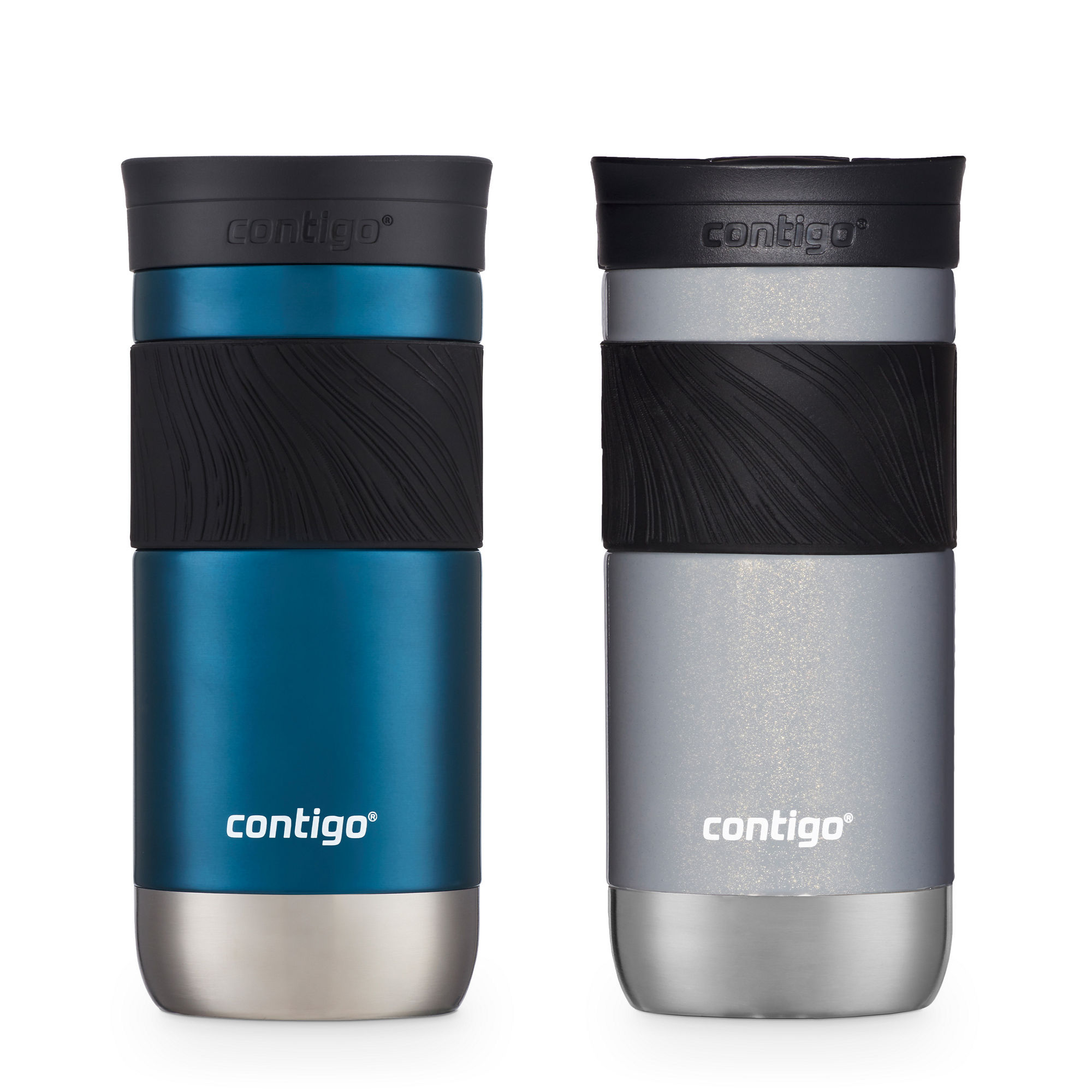 Contigo® Byron 2.0 Stainless Steel Travel Mug with SNAPSEAL™ Lid and Grip | 16oz | 2-Pack | Blueberry & Gold Morel | Cup Holder