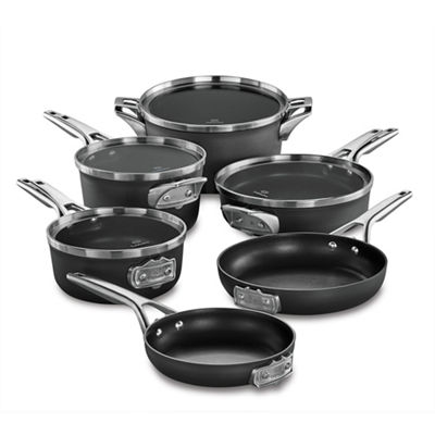 Premier&trade; Space-Saving Hard-Anodized Nonstick Cookware, 10-Piece Pots and Pans Set