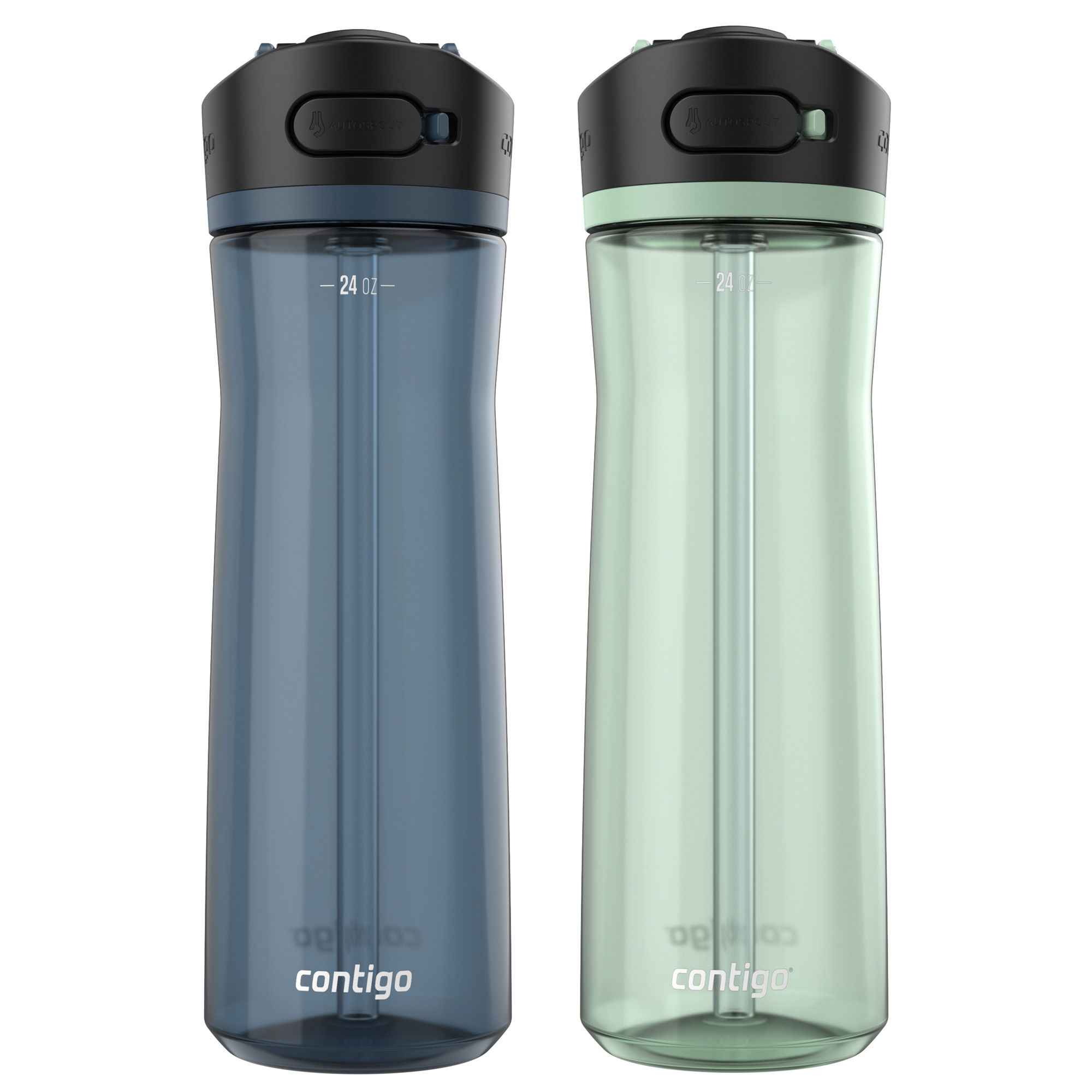 Contigo® Ashland 2.0 Water Bottle with AUTOSPOUT® Lid | 24 oz | 2-Pack | Blueberry | Cup Holder