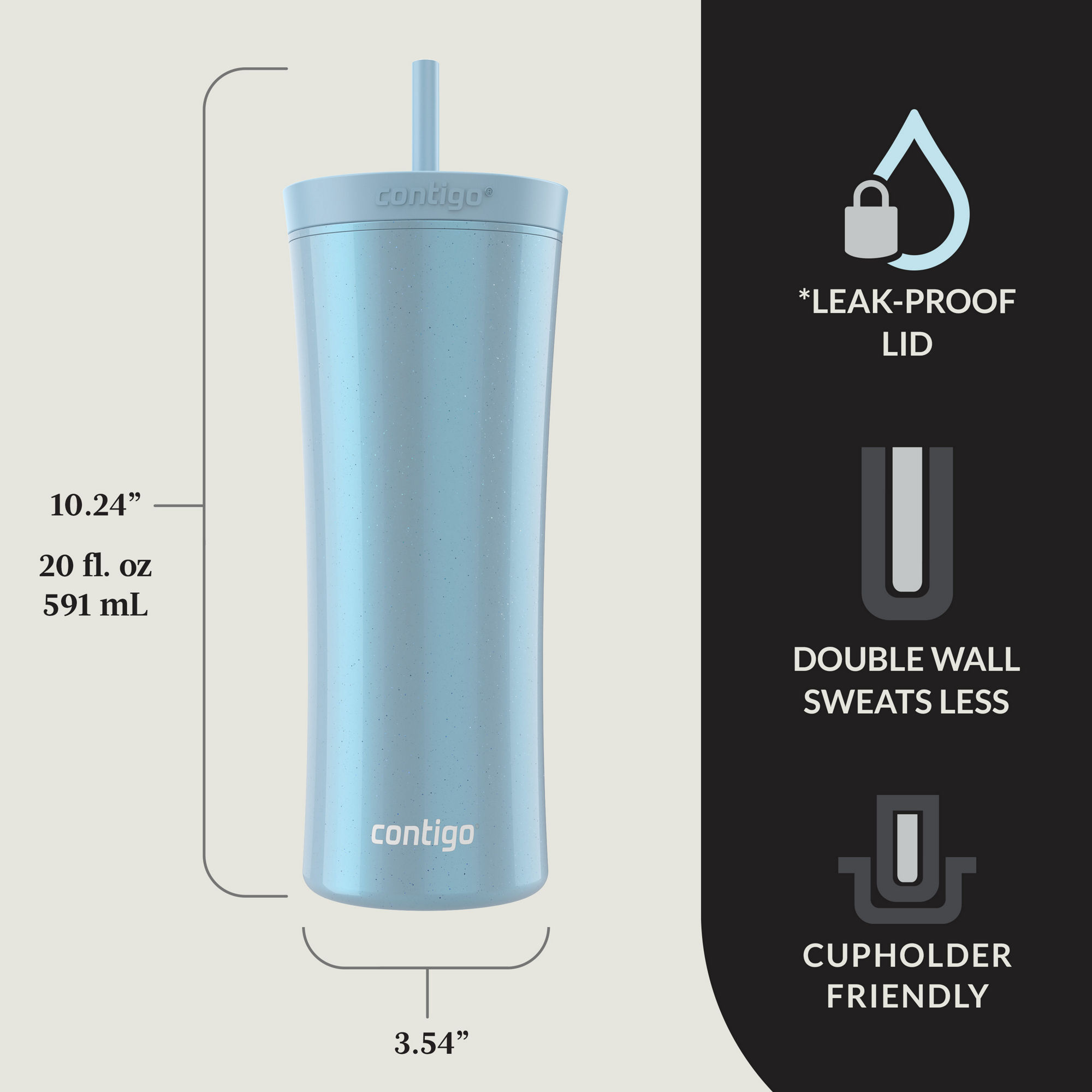 Contigo® AUTOCLOSE® Shake & Go® 20oz, Tumbler, Glacier | Contigo