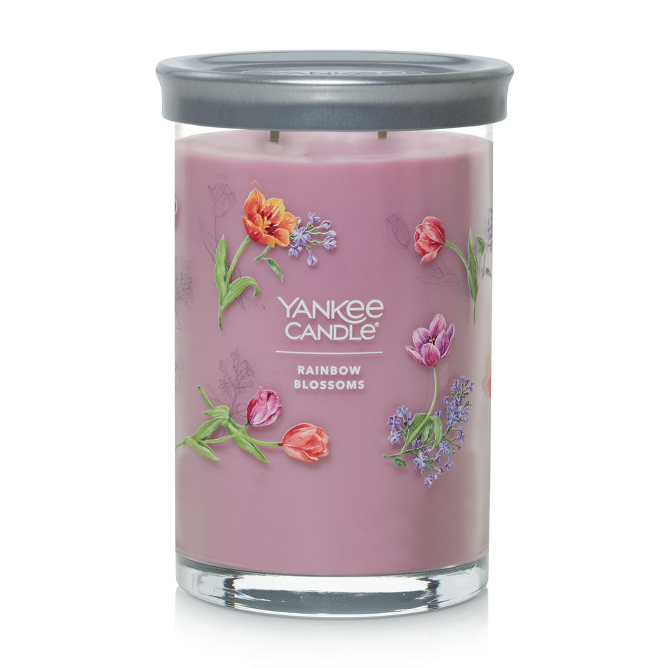 rainbow blossoms signature large tumbler candle