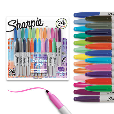 Marqueurs permanents Sharpie, &eacute;lectro pop, pointe fine