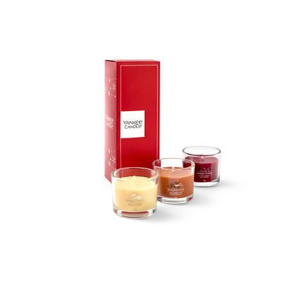 Geschenkset mit 3 Glasvotivkerzen - Festlich