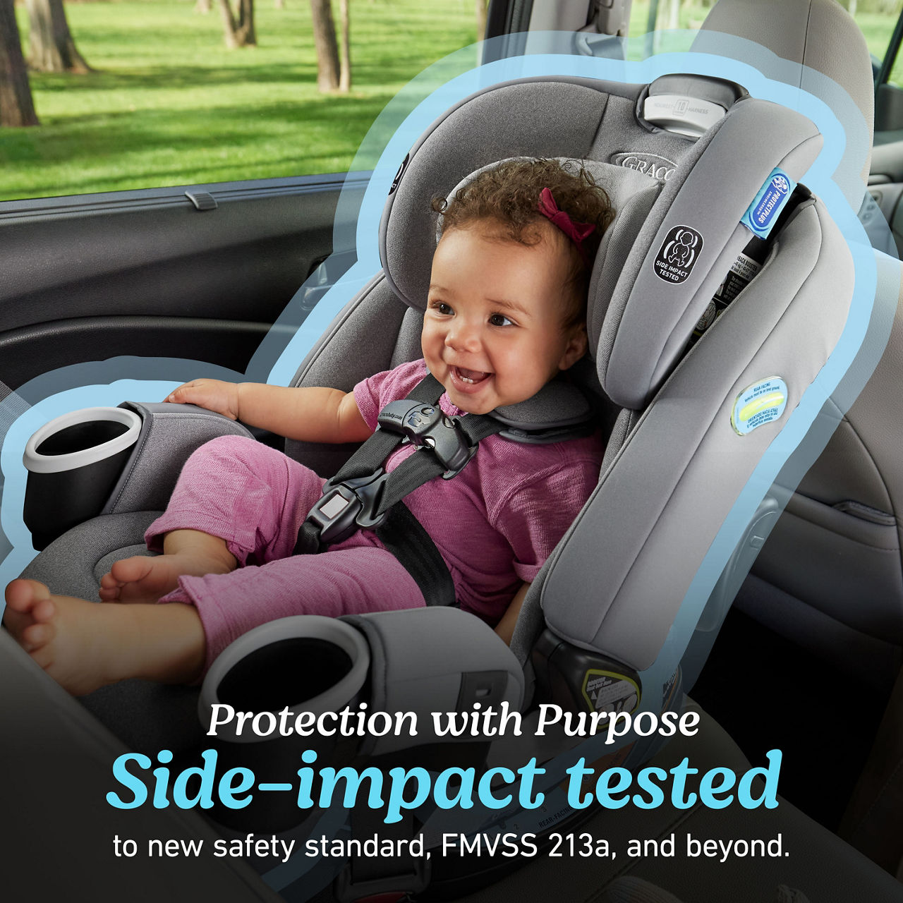 evenflo revolve 360 slim rotational convertible car seat - canton Evenflo® Revolve360™ 2-in-1 with Green & Gentle™ Style:Roller clf-0f307c-1276c4-Blue easy to live with Low Profile Retro Open