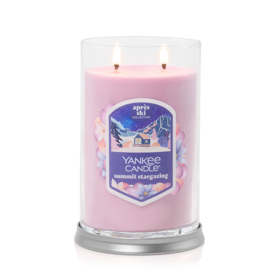 lit large tumbler candle in summit stargazing