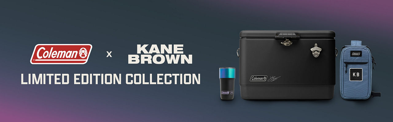 Coleman x Kane Brown limited-edition collection featuring a tumbler, steel-belted cooler and soft cooler bag