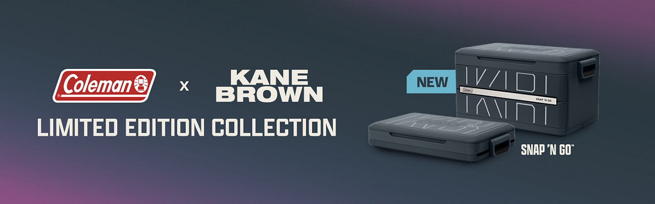 Coleman x Kane Brown limited-edition collection featuring a tumbler, steel-belted cooler and soft cooler bag