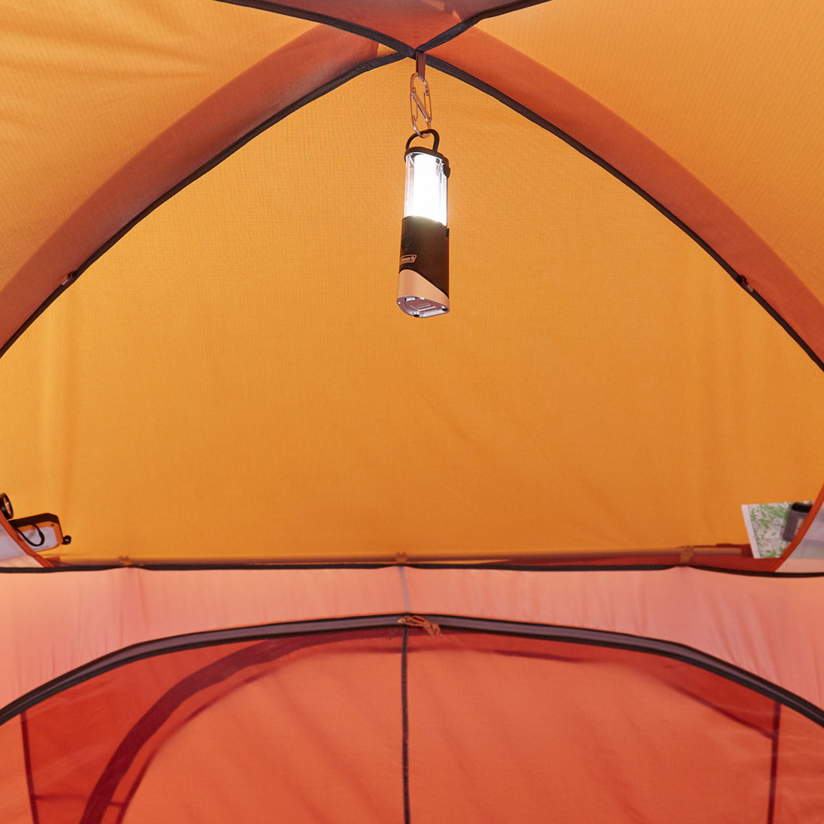 inner tent with hanging tent light
