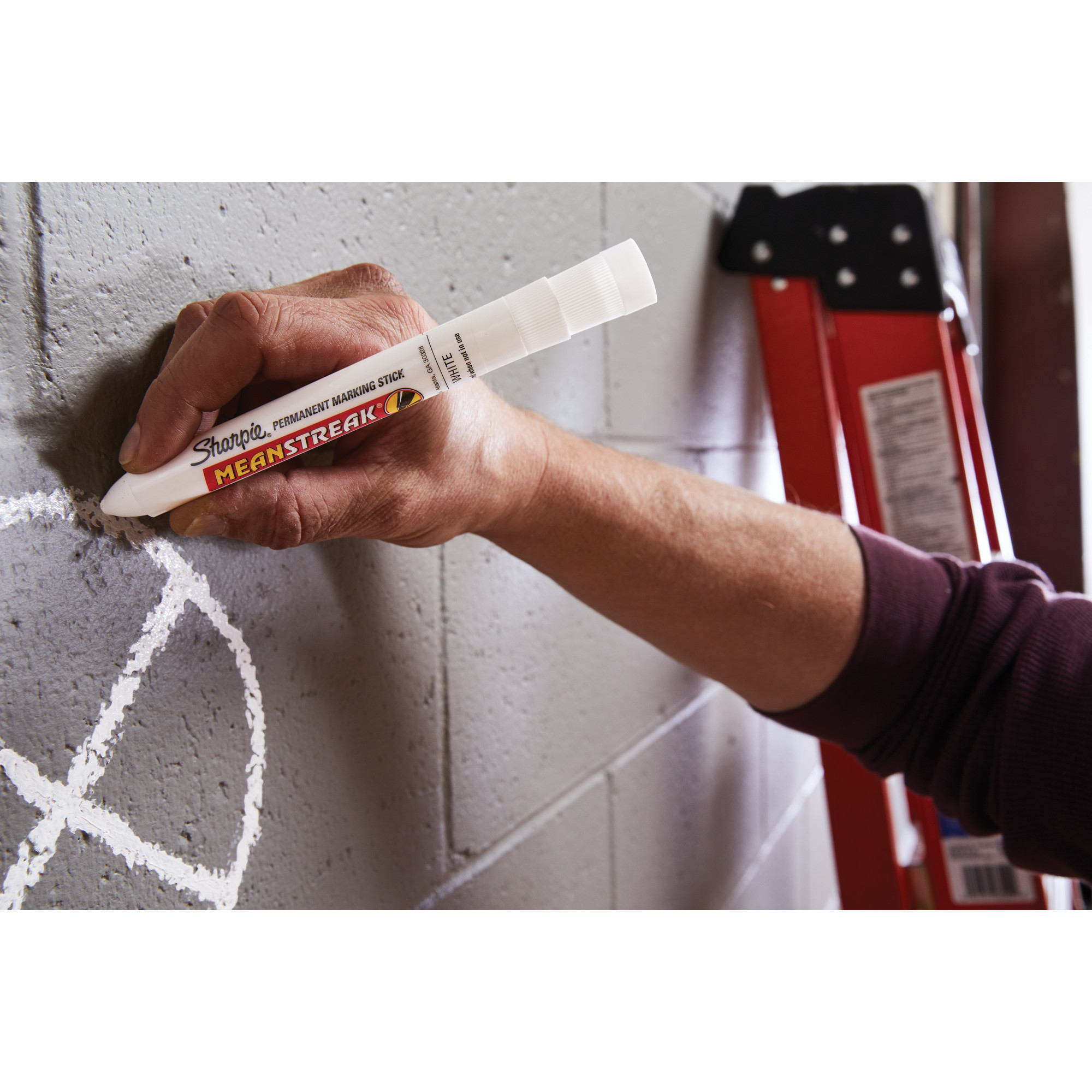 Sharpie Mean Streak Permanent Marking Stick, Bullet Tip, White, Box of 12