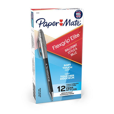 Stylos &agrave; billes r&eacute;tractables FlexGrip Paper Mate, pointe moyenne (1,0mm)