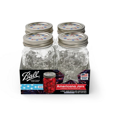 Limited-Edition Ball Americana Regular Mouth Pint Mason Jars 4pack