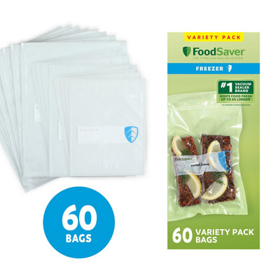 FoodSaver&reg; Freezer Bags, Variety Pack, 60 Count Pre-Cut BPA-Free