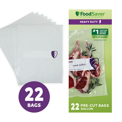FoodSaver Heavy Duty Gallon Vacuum Seal Bags, 22 Count, BPA-Free Freezer Bags, 30% Thicker for Food Storage, Sous Vide, and Meal Prep