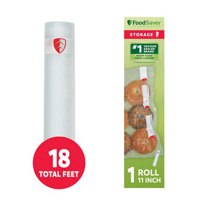 FoodSaver Vacuum Sealer Rolls, 1 Pack 11" x 18' Rolls, BPA-Free Custom Size Storage Bags for Food Storage, Sous Vide, and Meal Prep