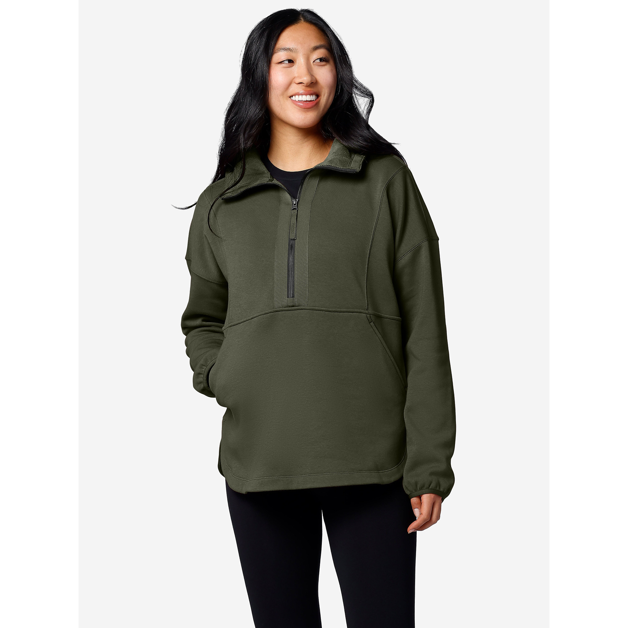 Marmot Women's Hideaway Plush Half-Zip Hoodie Shirt in Nori