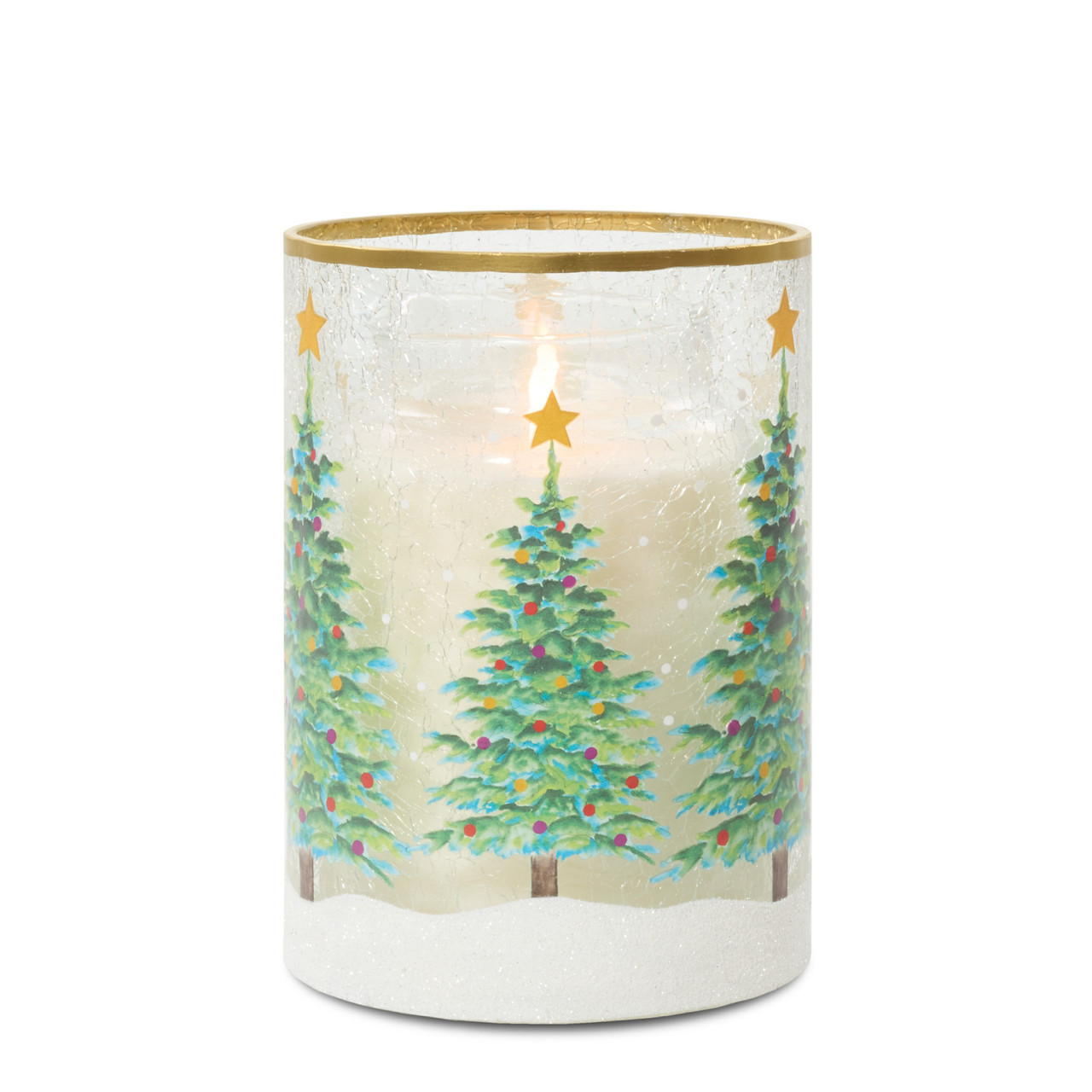 Snowy Trees Jar Candle Holder