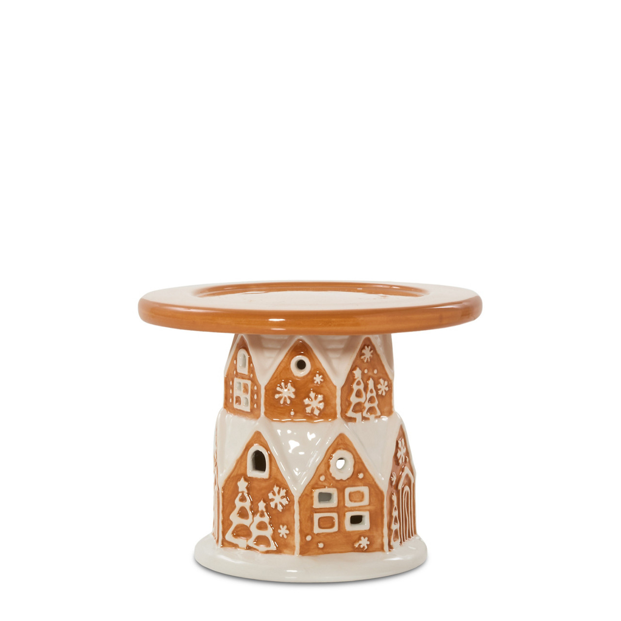 Gingerbread Village Candle Pedestal with LED Light