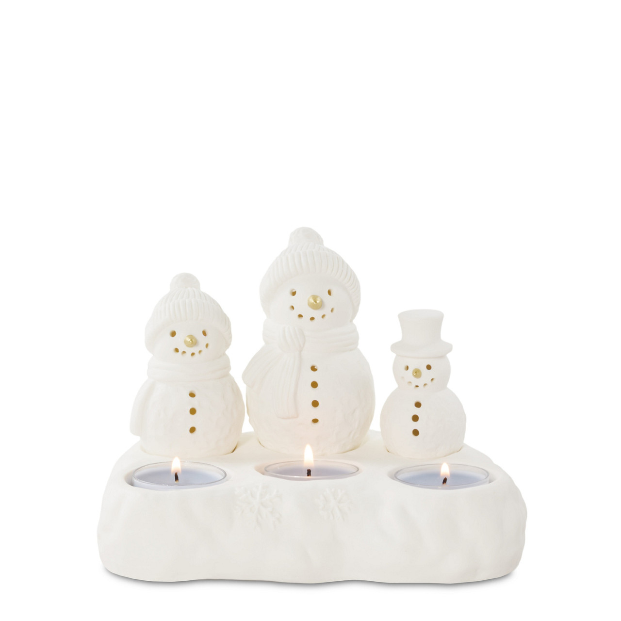Snowman Trio Tea Light Candle Holder