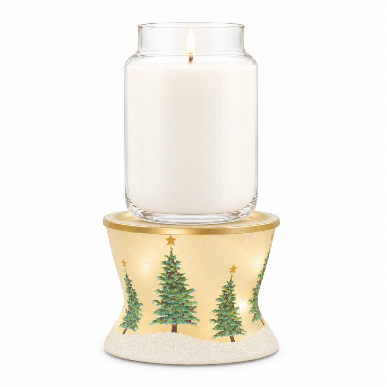 Snowy Trees Candle Pedestal with LED Light