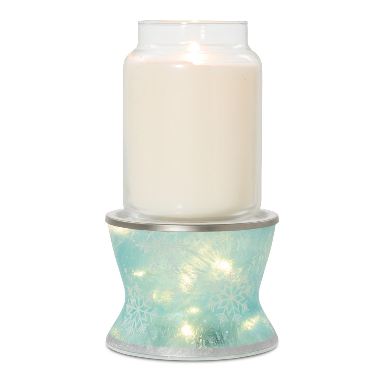 Icy Snowflakes Candle Pedestal with LED Light