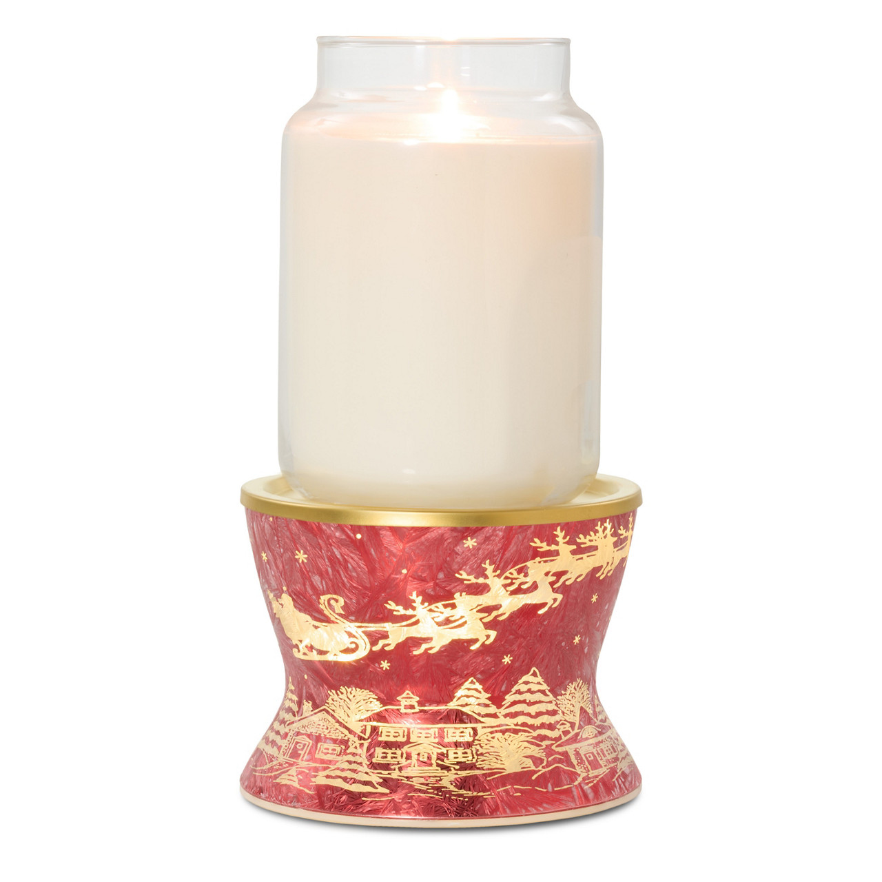 Santa's Flight Candle Pedestal with LED Light