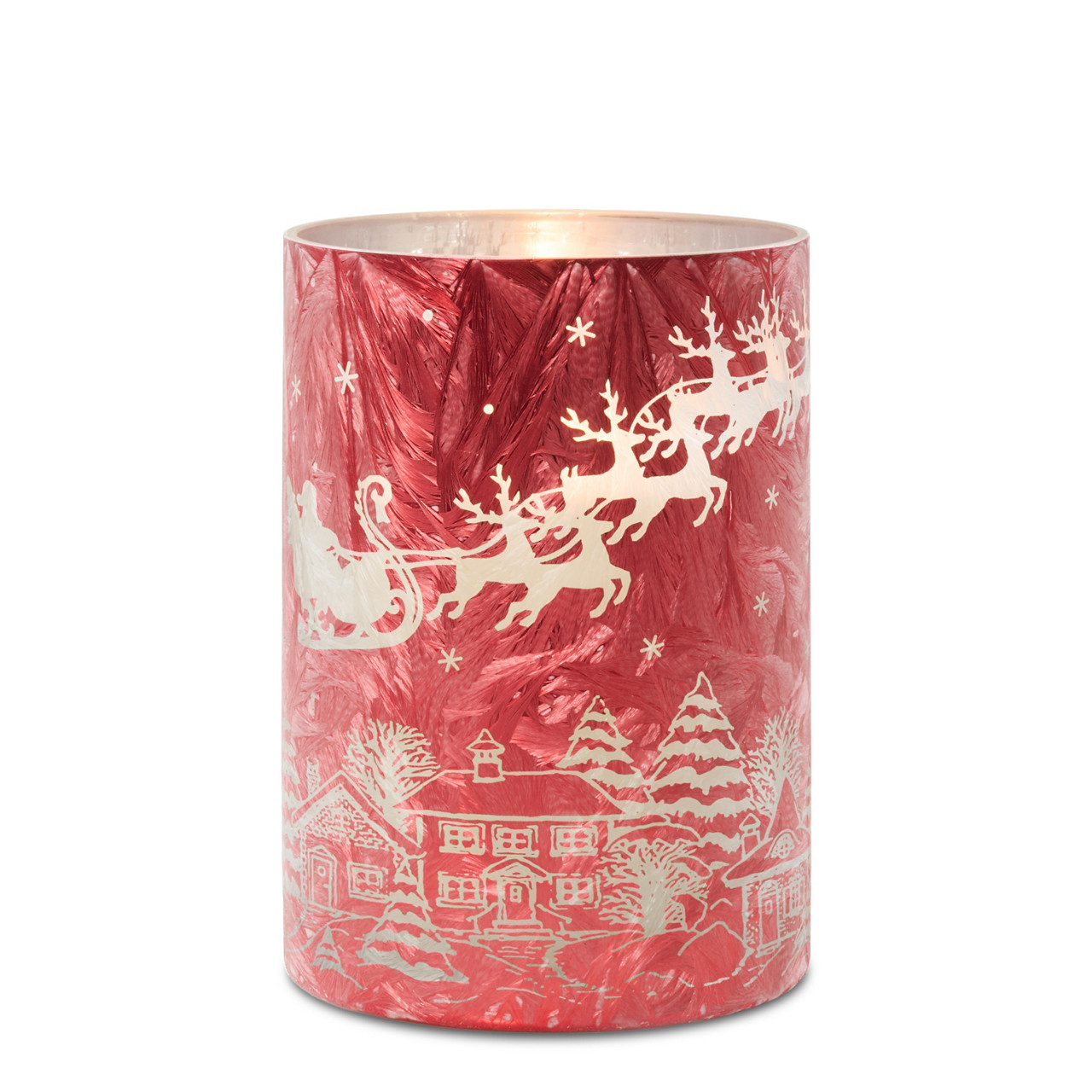 Santa's Flight Jar Candle Holder