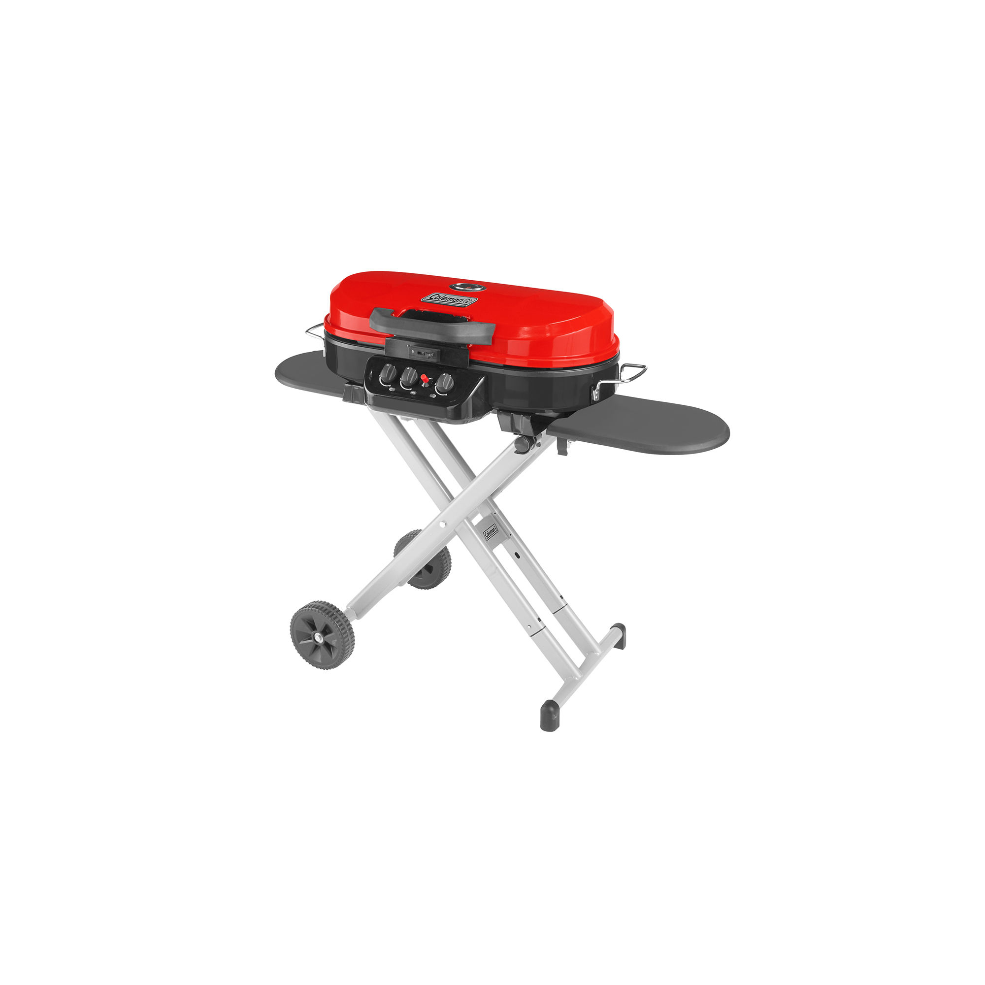 Coleman RoadTrip® 225 Portable Stand-Up Propane Grill | Deep Red | Push-Button Ignition