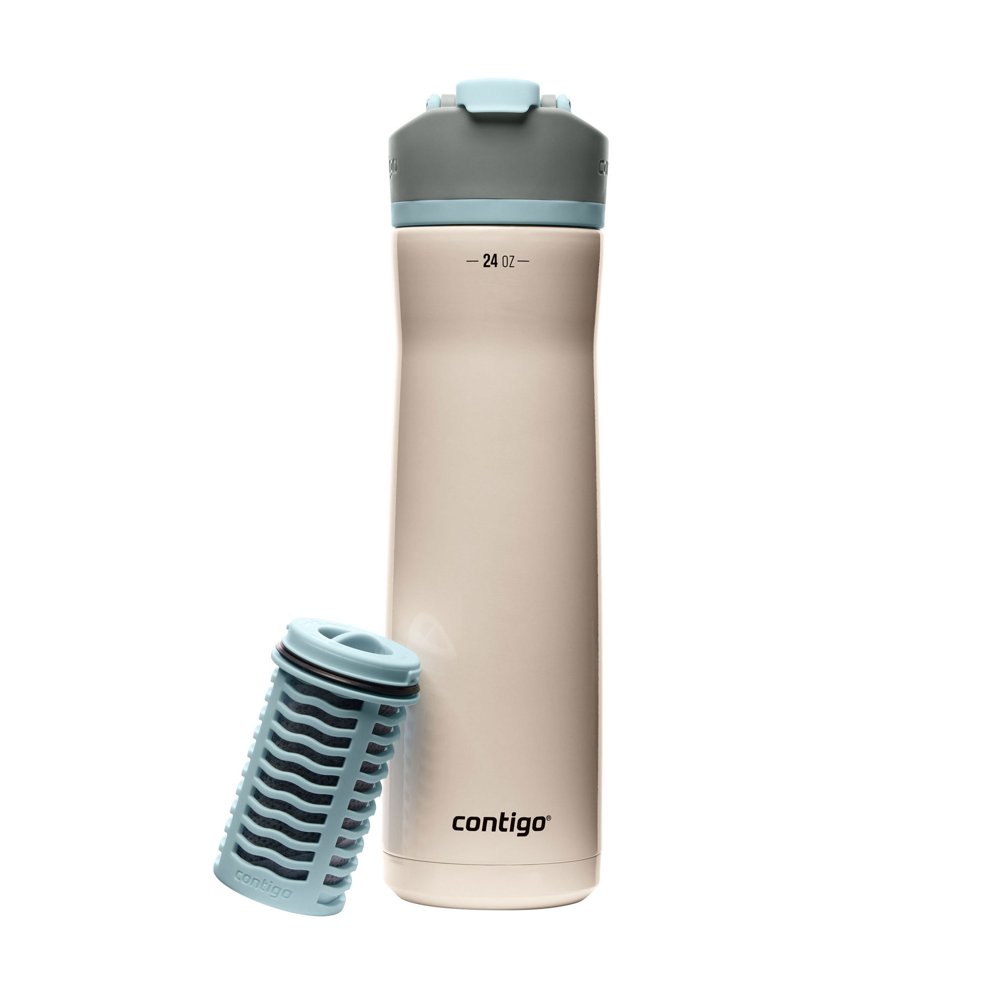 Contigo® Clybourn Chill Freeflow Filtration Stainless Steel Water Bottle with AUTOSEAL® Lid | 24oz | Salt | Cup Holder