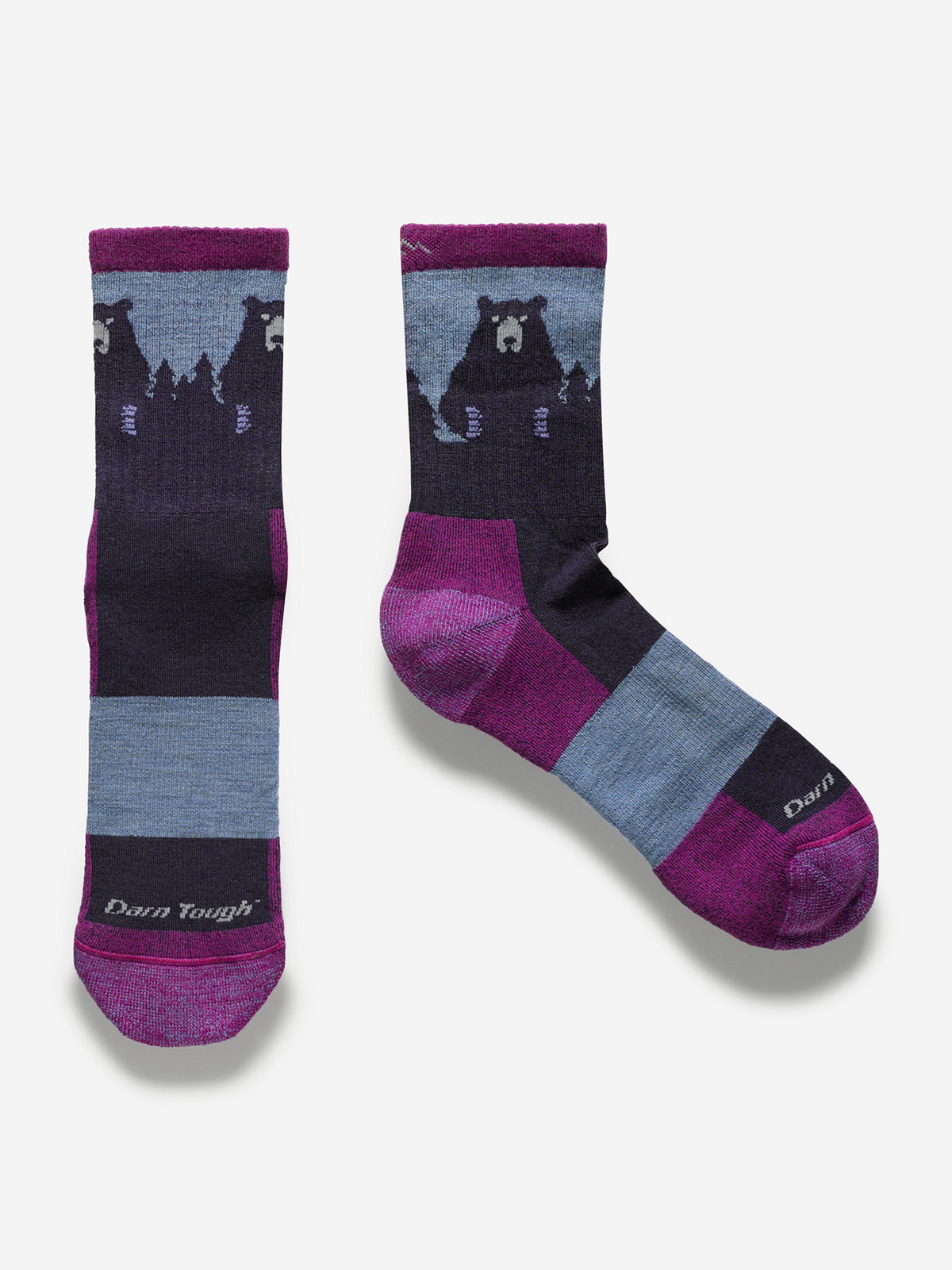 W Bear Town Micro Crew Lightweight with Cushion-Darn Tough Purple