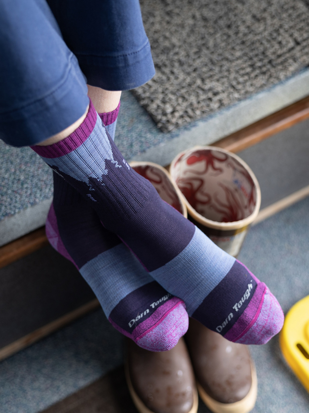 W Bear Town Micro Crew Lightweight with Cushion-Darn Tough Purple