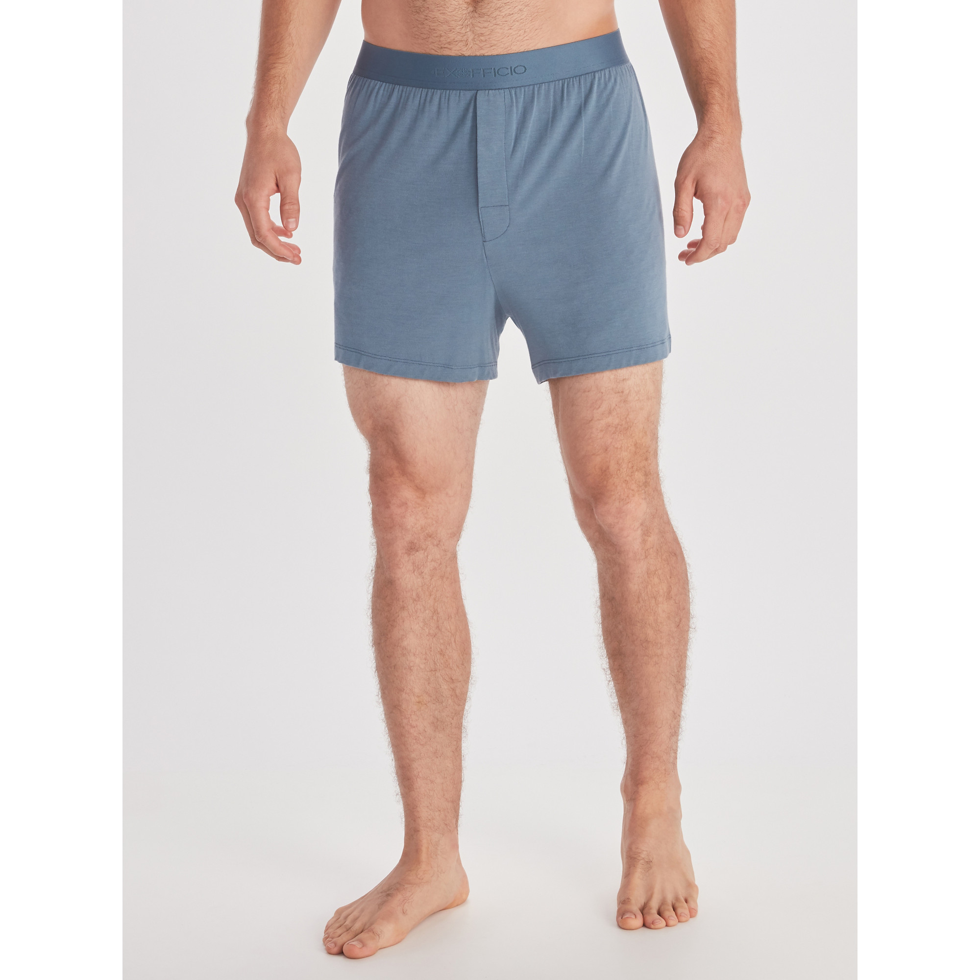 Ex Officio Men's Everyday Breathable Wicking Anti Odor Boxer in Steel Blue (E14105) | Size Medium | HisRoom.com