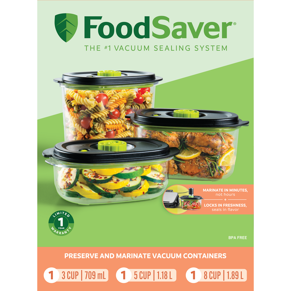 FoodSaver® Preserve & Marinate 3 Cup, 5 Cup, & 8 Cup Containers