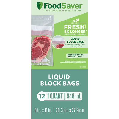 FoodSaver&reg; Liquid Block Vacuum-Seal Quart Bags, 12 Count